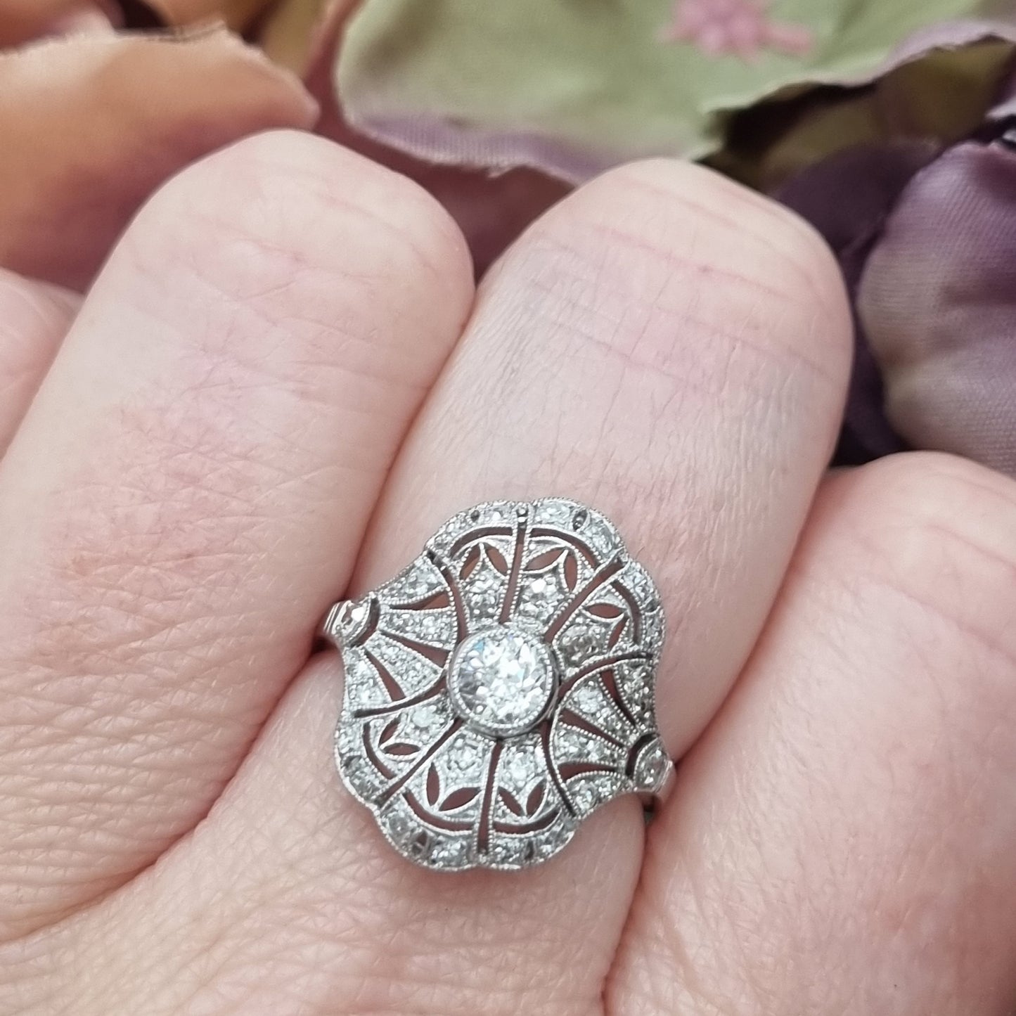 Antique Belle Epoque Diamond Cluster Dress Engagement Ring