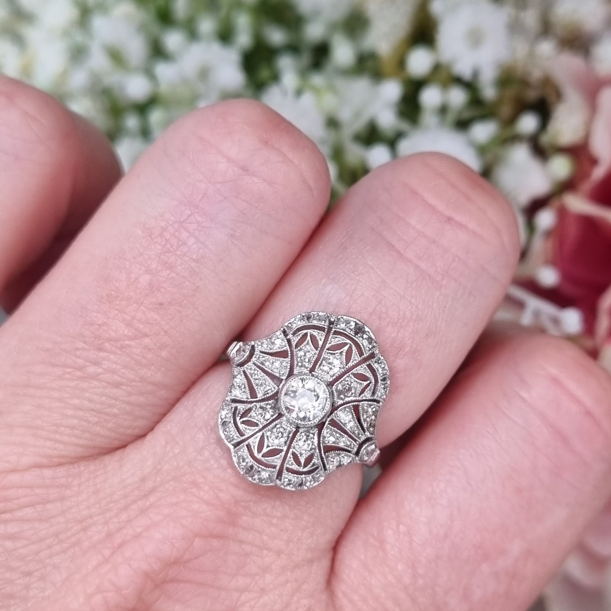 Antique Belle Epoque Diamond Cluster Dress Engagement Ring