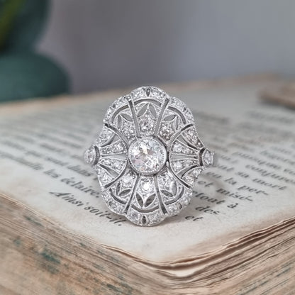 Antique Belle Epoque Diamond Cluster Dress Engagement Ring
