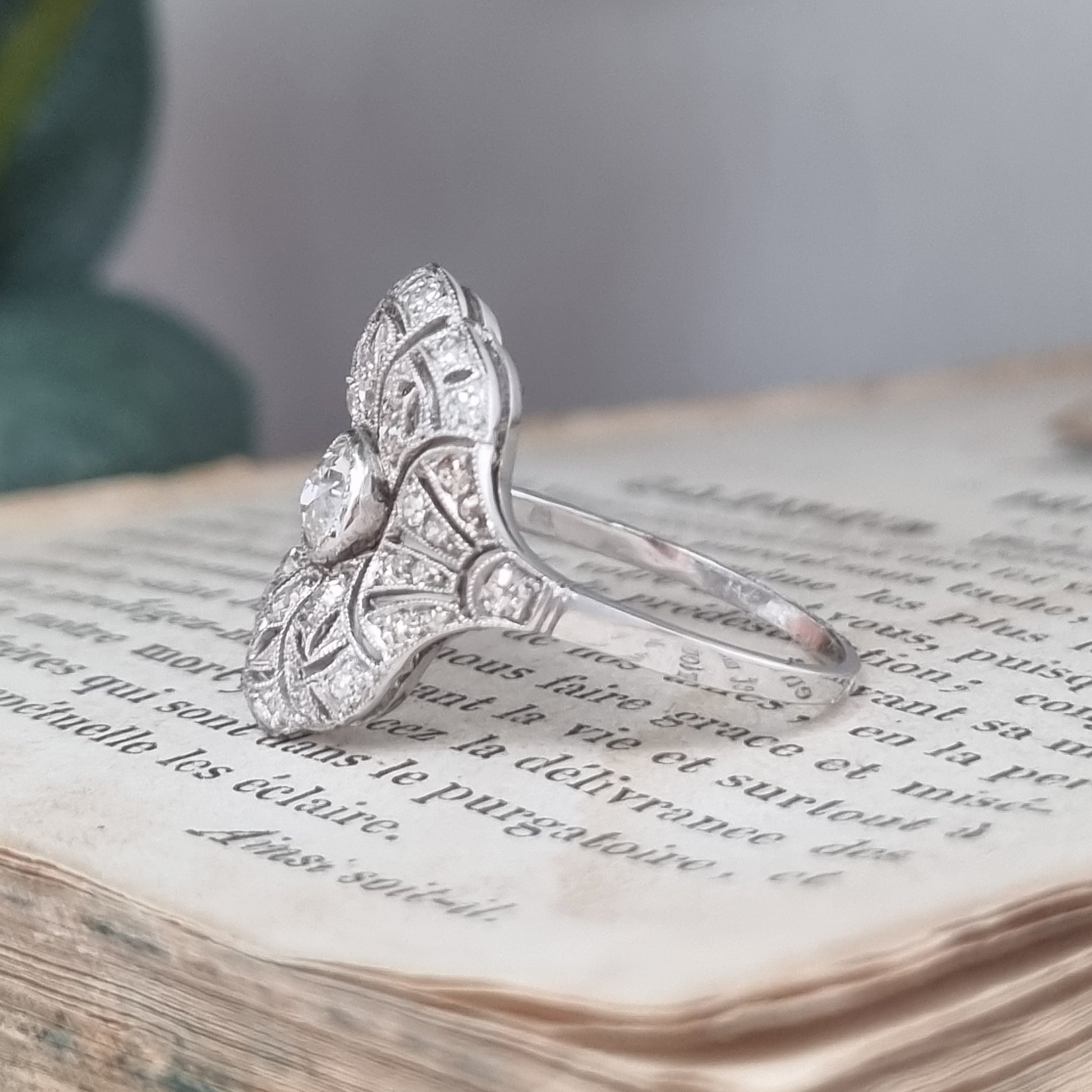 Antique Belle Epoque Diamond Cluster Dress Engagement Ring