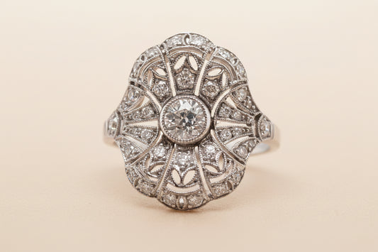 Antique Art Deco Edwardian Diamond Panel Ring circa 1910