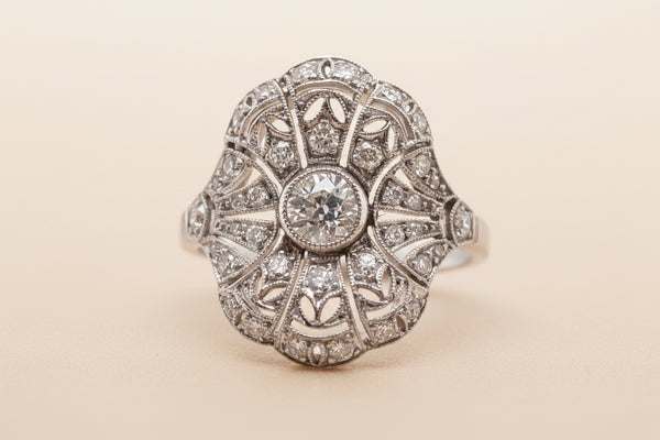 Antique Art Deco Edwardian Diamond Panel Ring circa 1910