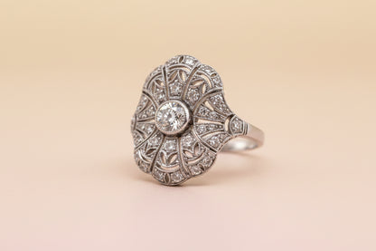 Belle époque Edwardian diamond panel dress ring old cut diamonds in platinum antique circa 1910 