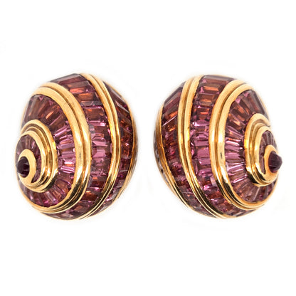 Fochtmann Strandgut Paradise Pink Tourmaline Snail Clip Earrings