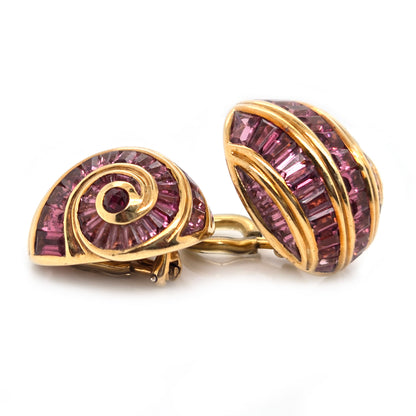 Fochtmann Strandgut Paradise Pink Tourmaline Snail Clip Earrings