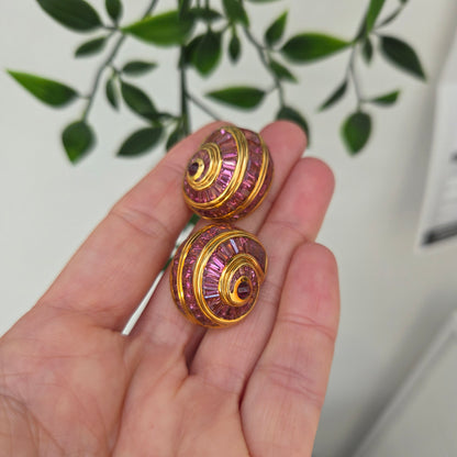 Fochtmann Strandgut Paradise Pink Tourmaline Snail Clip Earrings