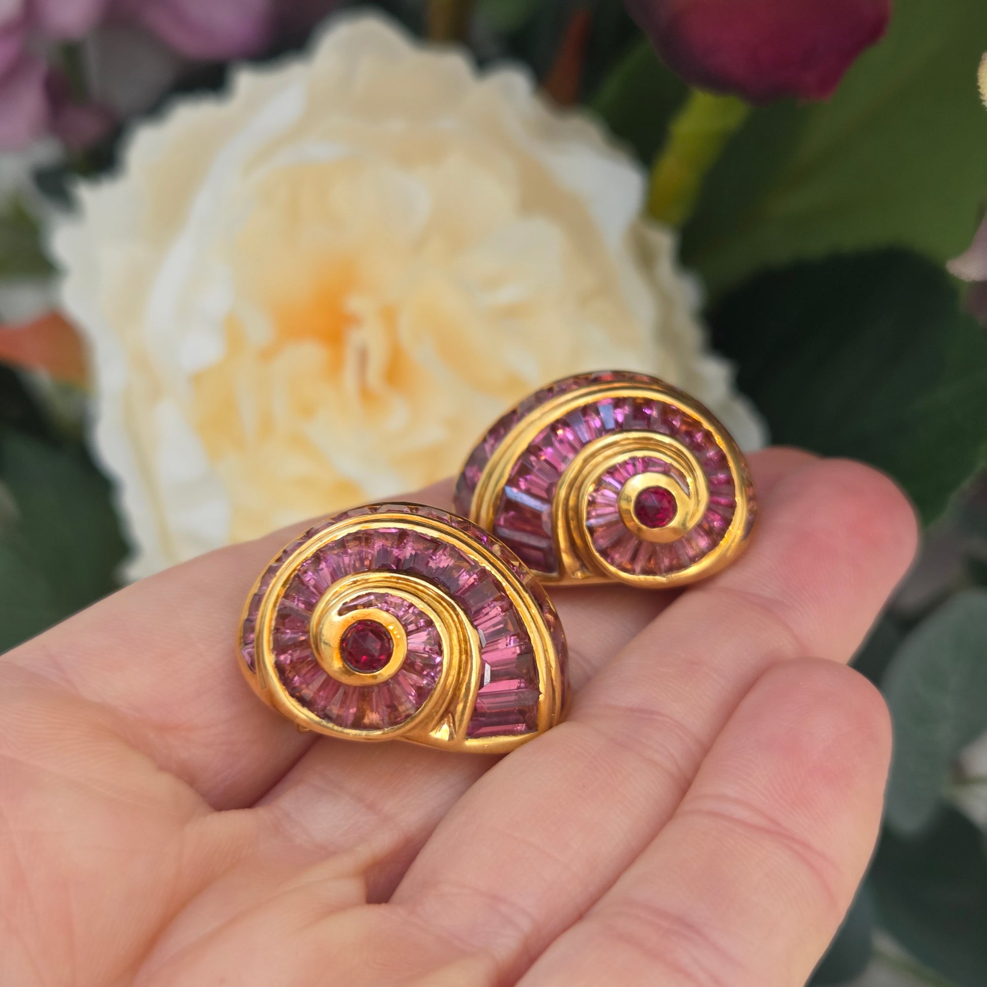 Fochtmann Strandgut Paradise Pink Tourmaline Snail Clip Earrings