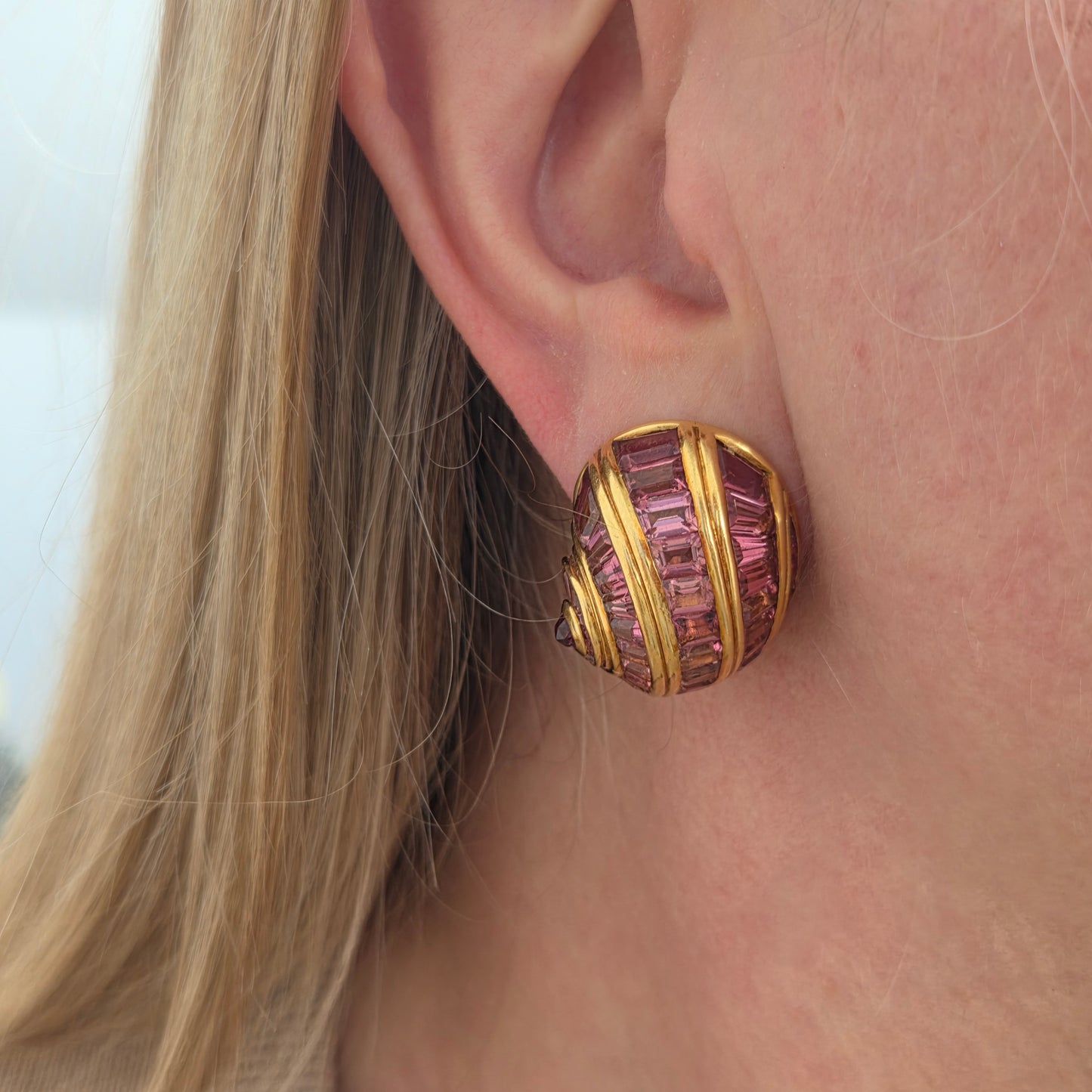 Fochtmann Strandgut Paradise Pink Tourmaline Snail Clip Earrings