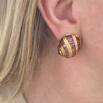 Fochtmann Strandgut Paradise Pink Tourmaline Snail Clip Earrings