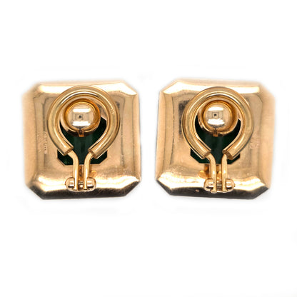 Fochtmann Green Tourmaline Tsavorite Garnet and Diamond Square Cluster Clip Earrings
