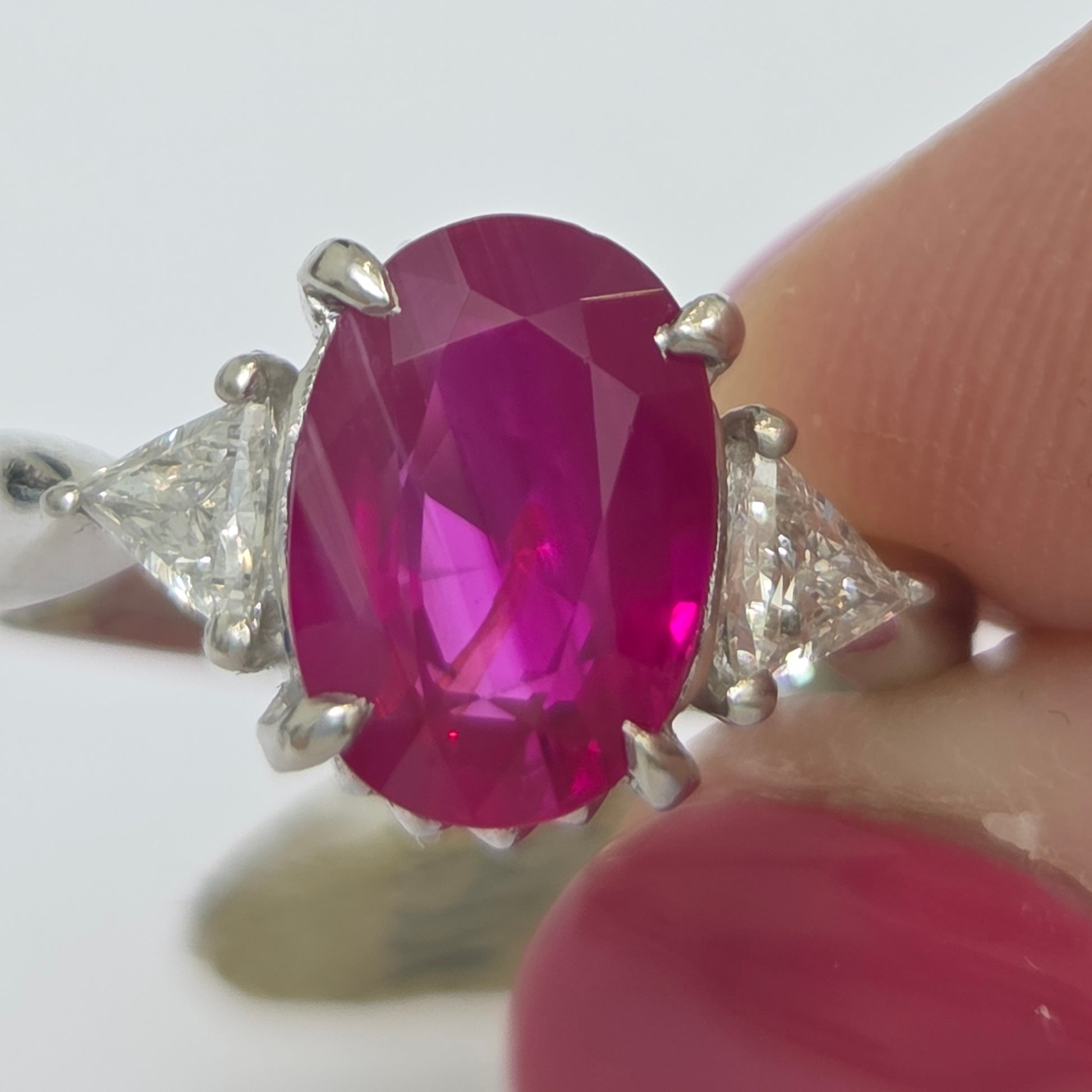 Burma Ruby No Heat 2.60 Carat and Diamond Engagement Ring