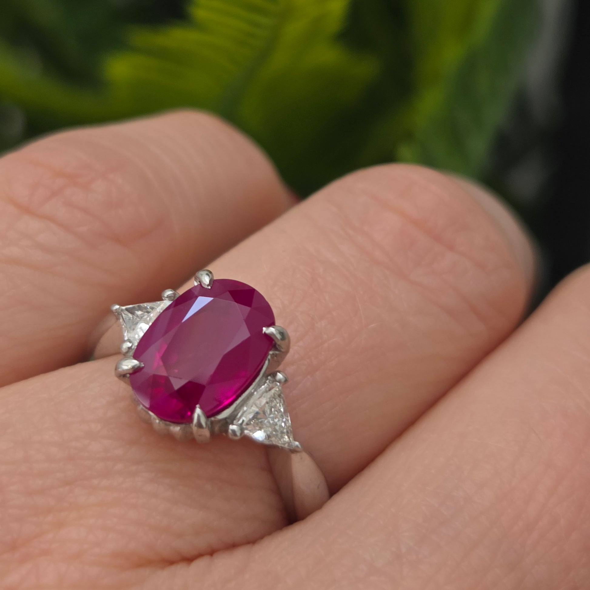 Burma Ruby No Heat 2.60 Carat and Diamond Engagement Ring