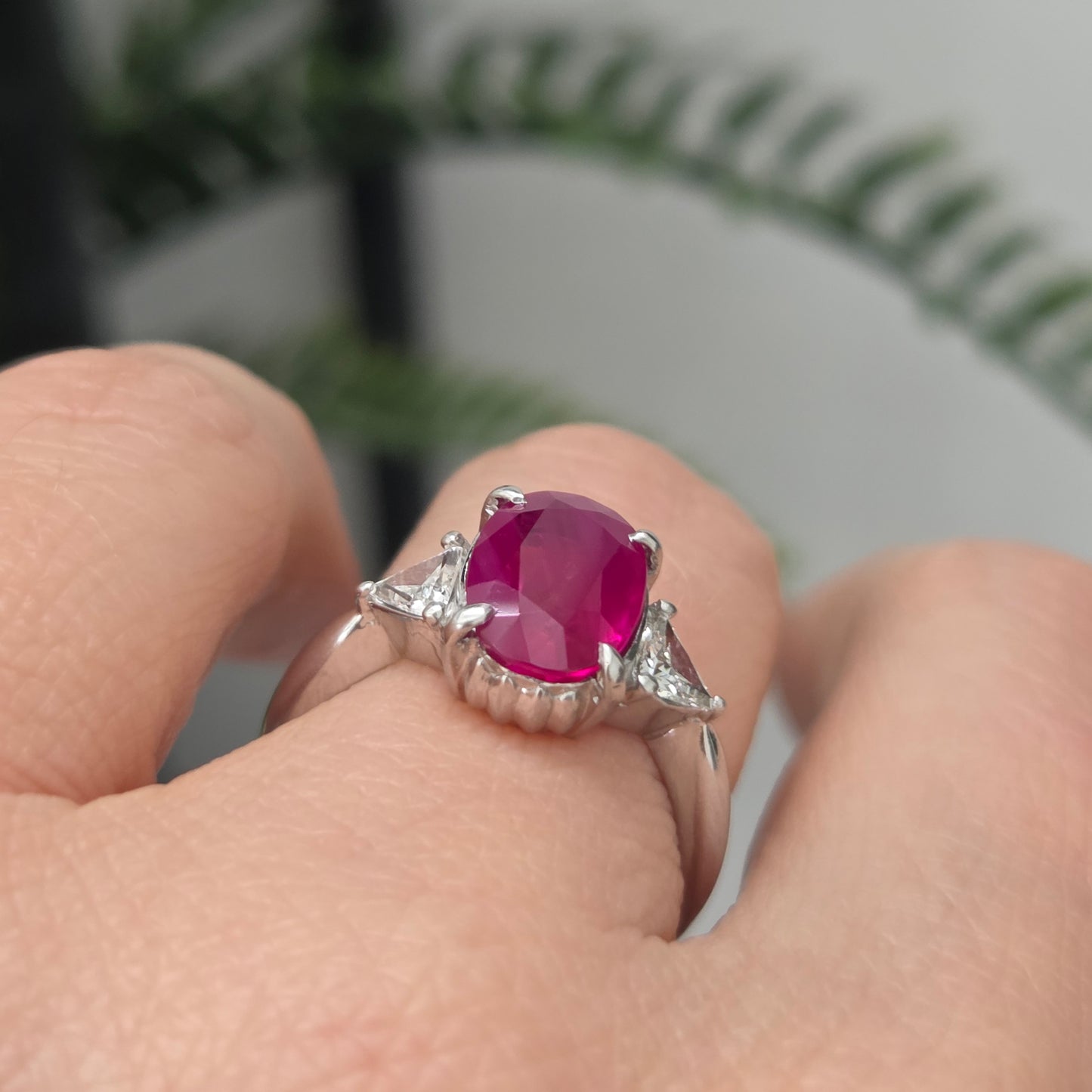 Burma Ruby No Heat 2.60 Carat and Diamond Engagement Ring
