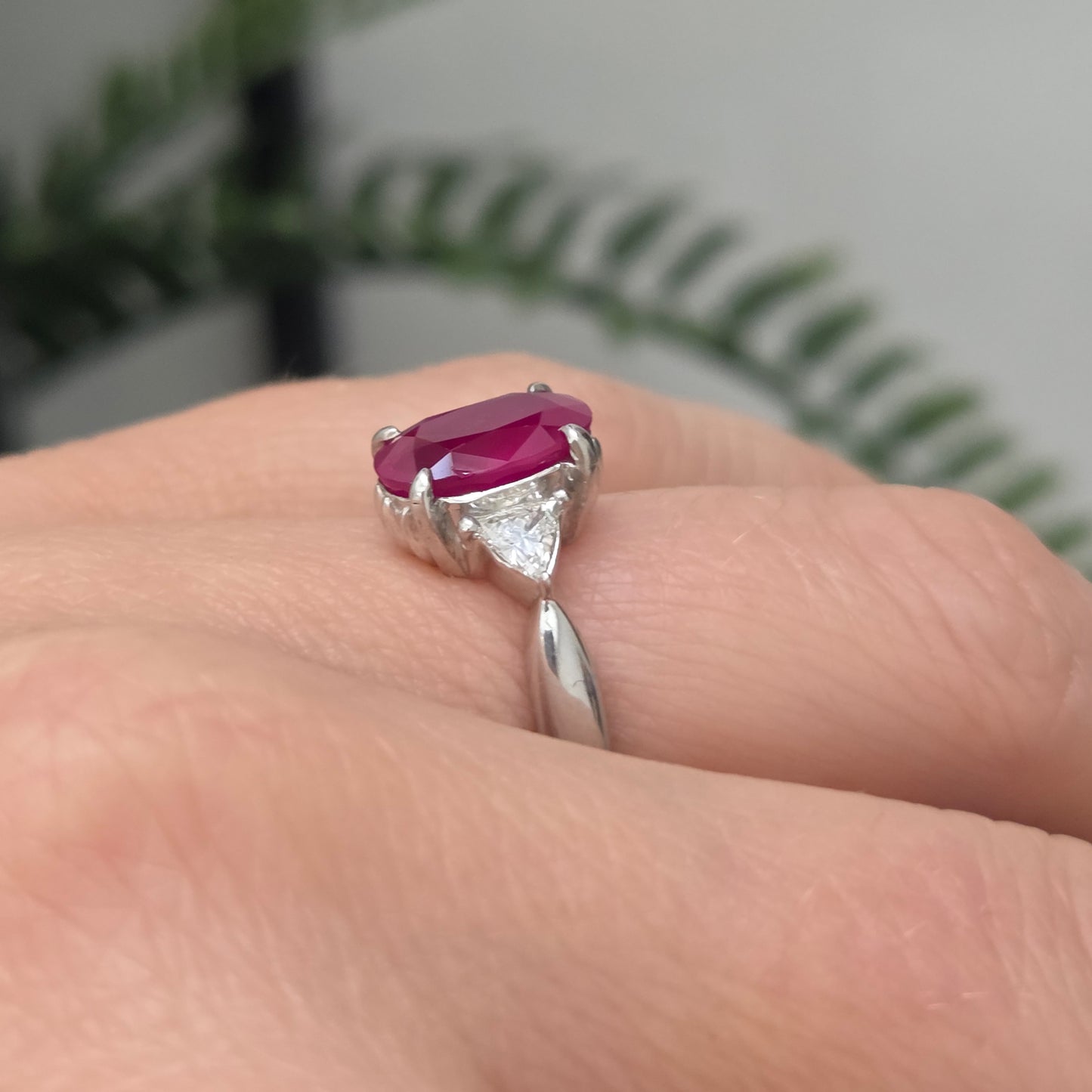 Burma Ruby No Heat 2.60 Carat and Diamond Engagement Ring