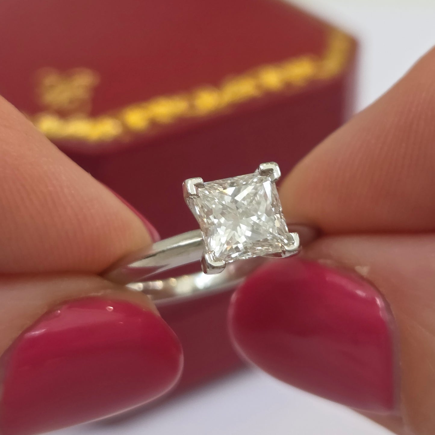 Tiffany and Co 1.19ct Princess Diamond Solitaire Engagement Ring