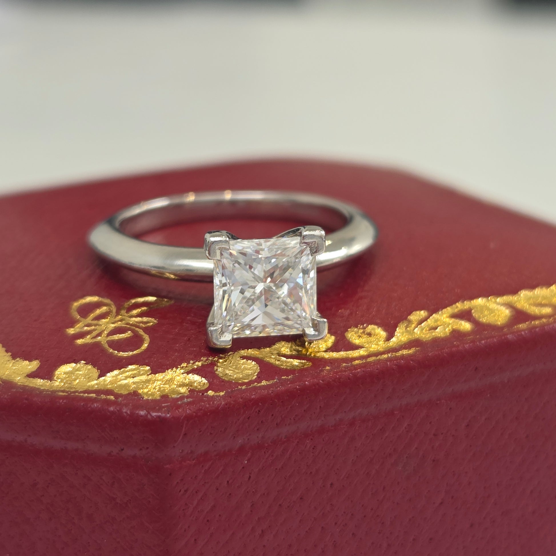 Tiffany and Co 1.19ct Princess Diamond Solitaire Engagement Ring
