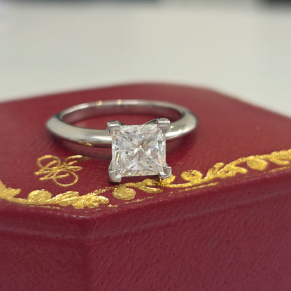 Tiffany and Co 1.19ct Princess Diamond Solitaire Engagement Ring