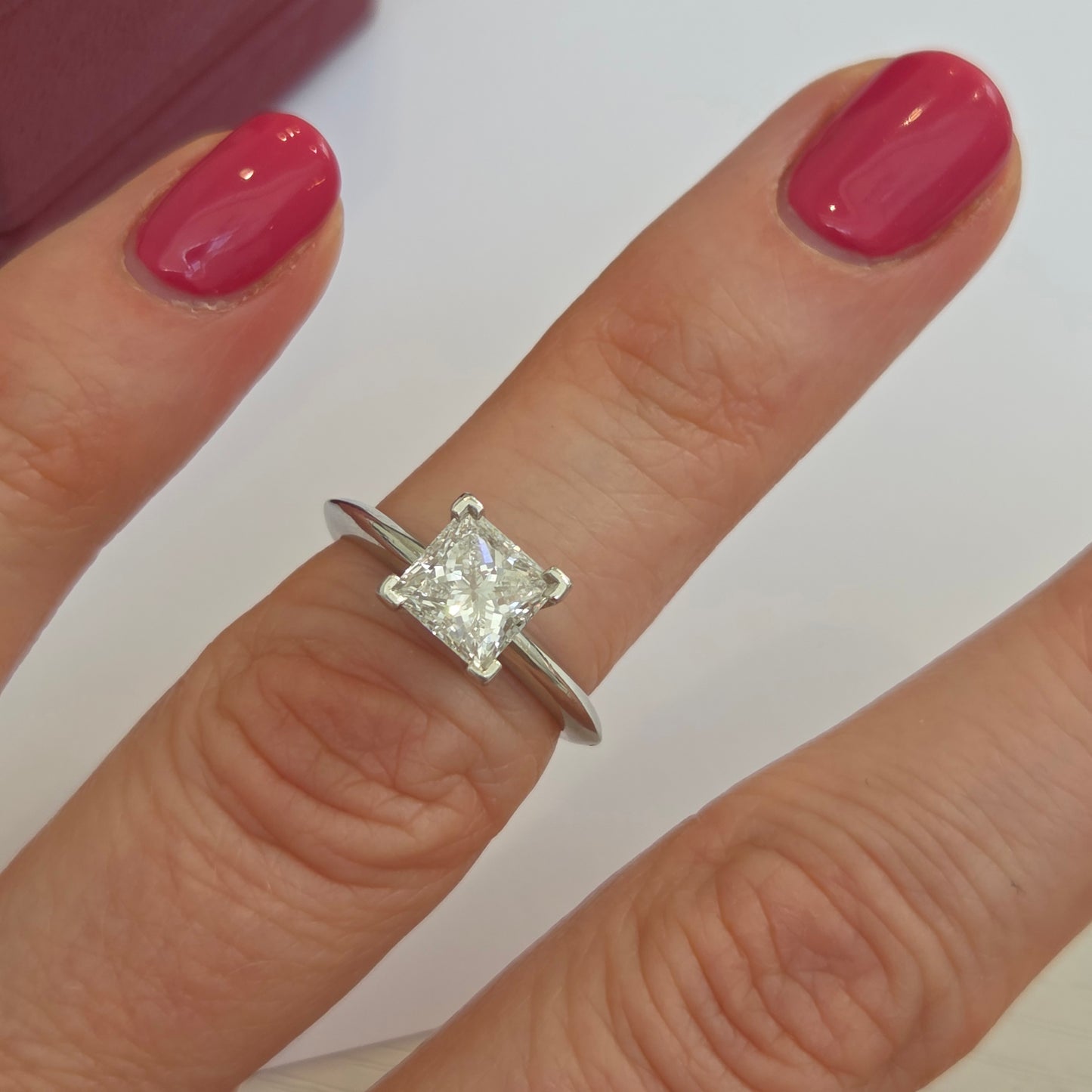 Tiffany and Co 1.19ct Princess Diamond Solitaire Engagement Ring