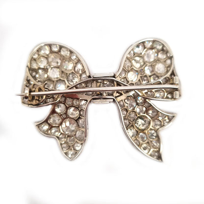Antique Old Mine Cut Diamond Bow Brooch