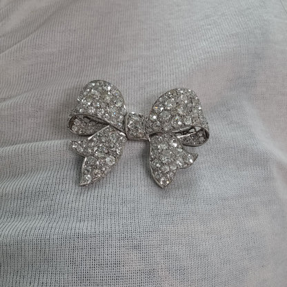 Antique Old Mine Cut Diamond Bow Brooch