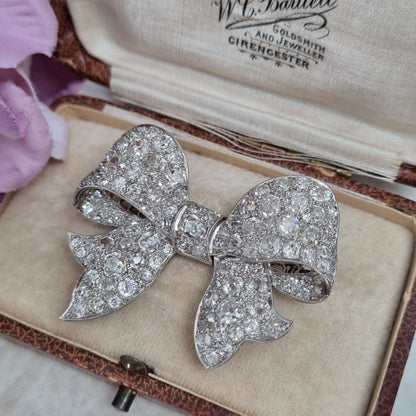 Antique Old Mine Cut Diamond Bow Brooch