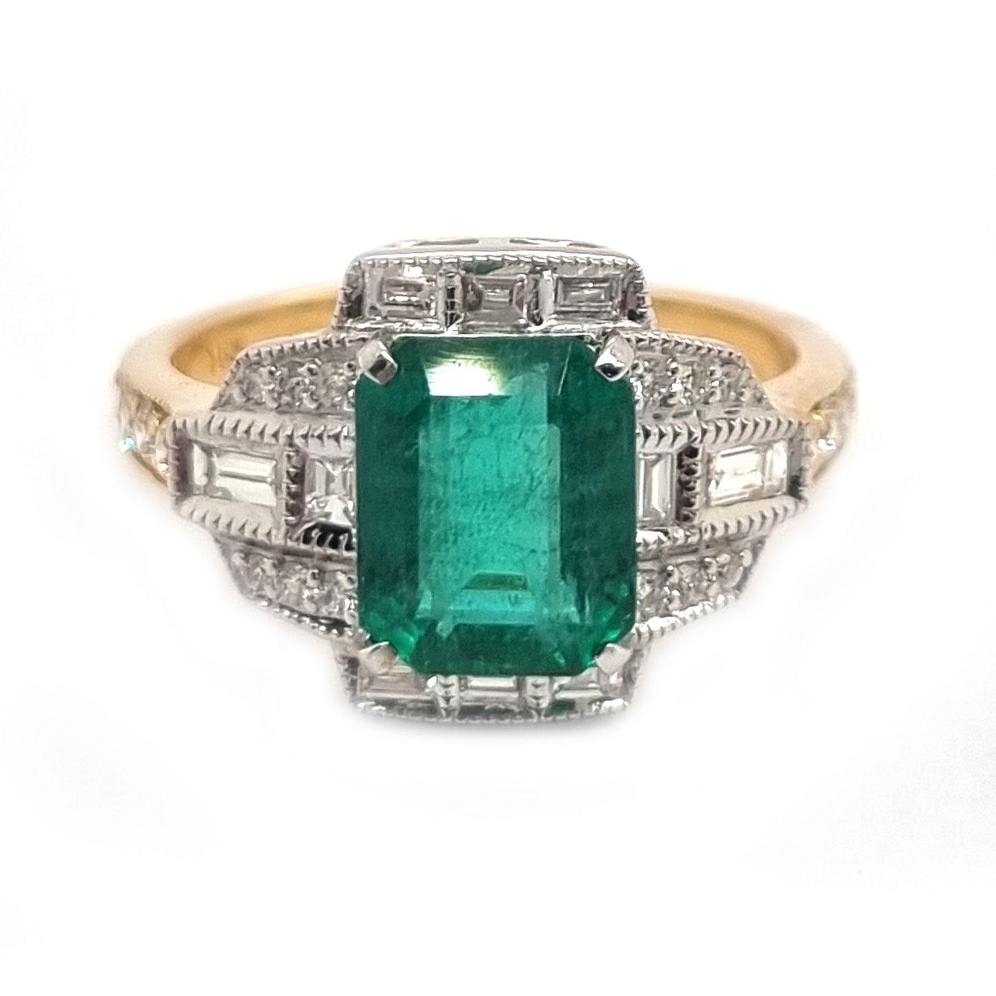 2.25ct Emerald and Diamond Cluster Dress Engagement Ring in 18ct Gold