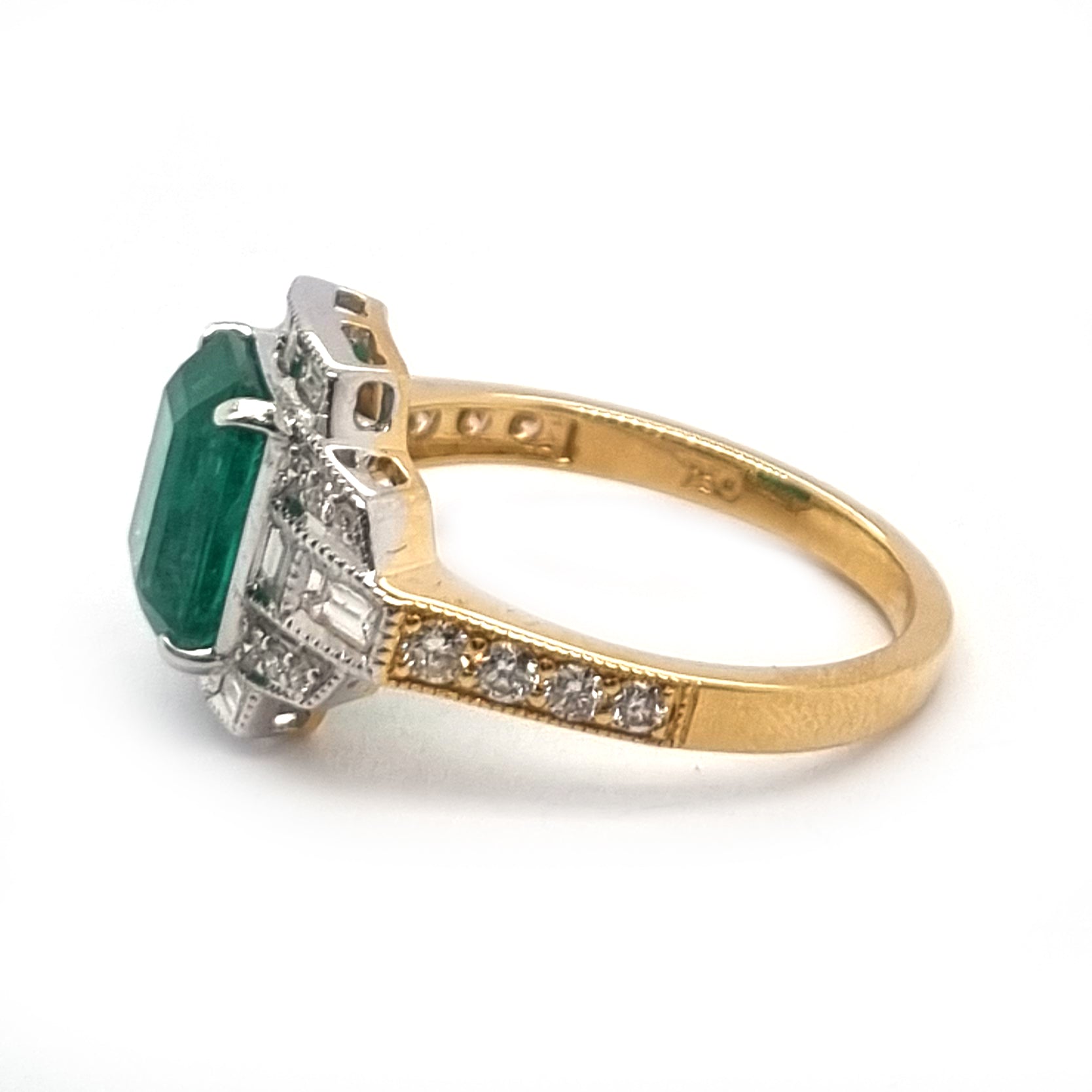 2.25ct Emerald and Diamond Cluster Dress Engagement Ring in 18ct Gold