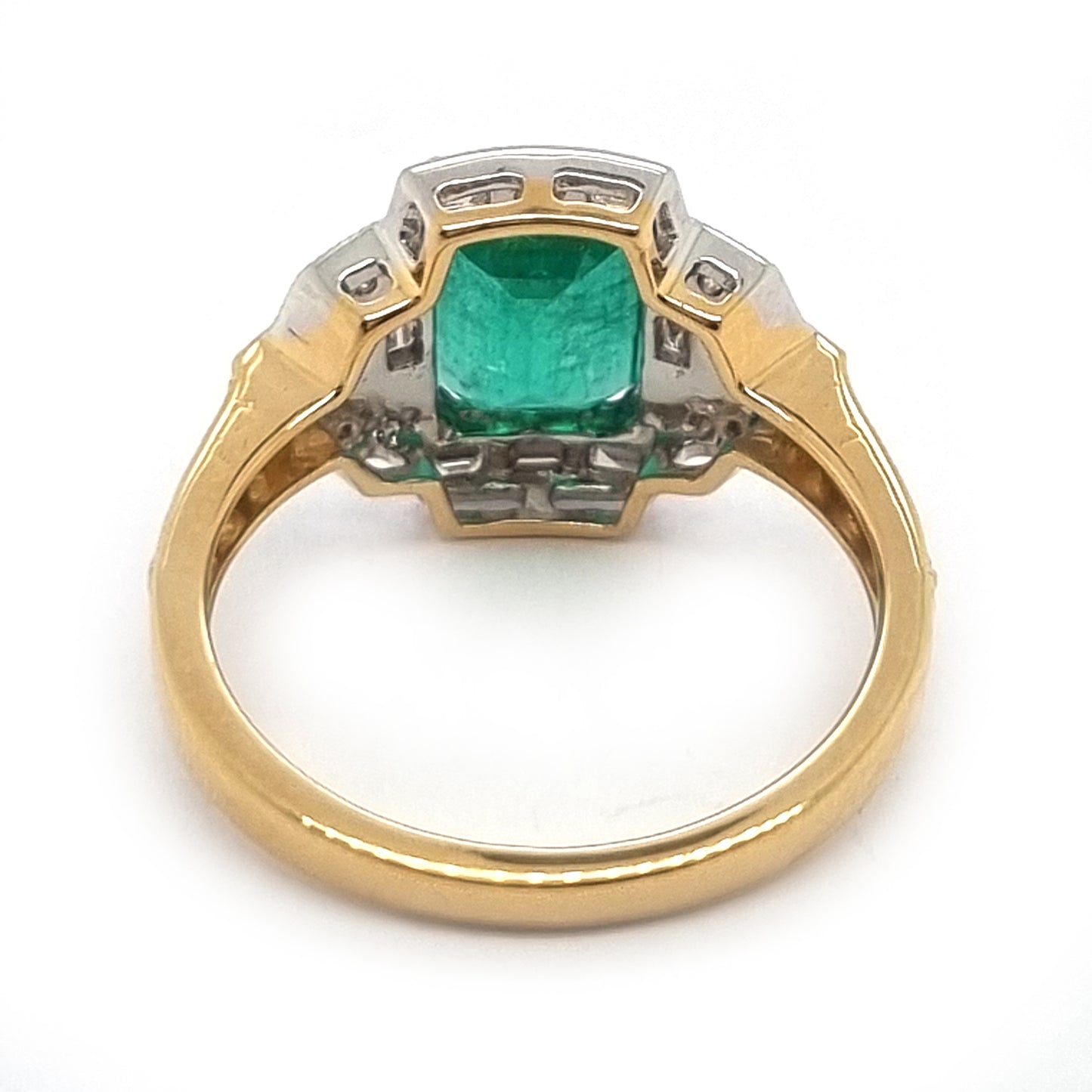 2.25ct Emerald and Diamond Cluster Dress Engagement Ring in 18ct Gold