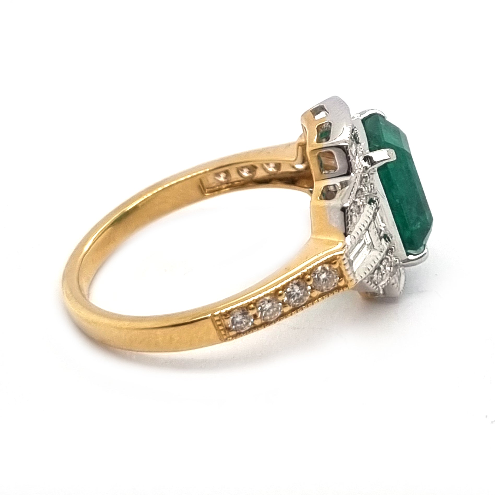2.25ct Emerald and Diamond Cluster Dress Engagement Ring in 18ct Gold