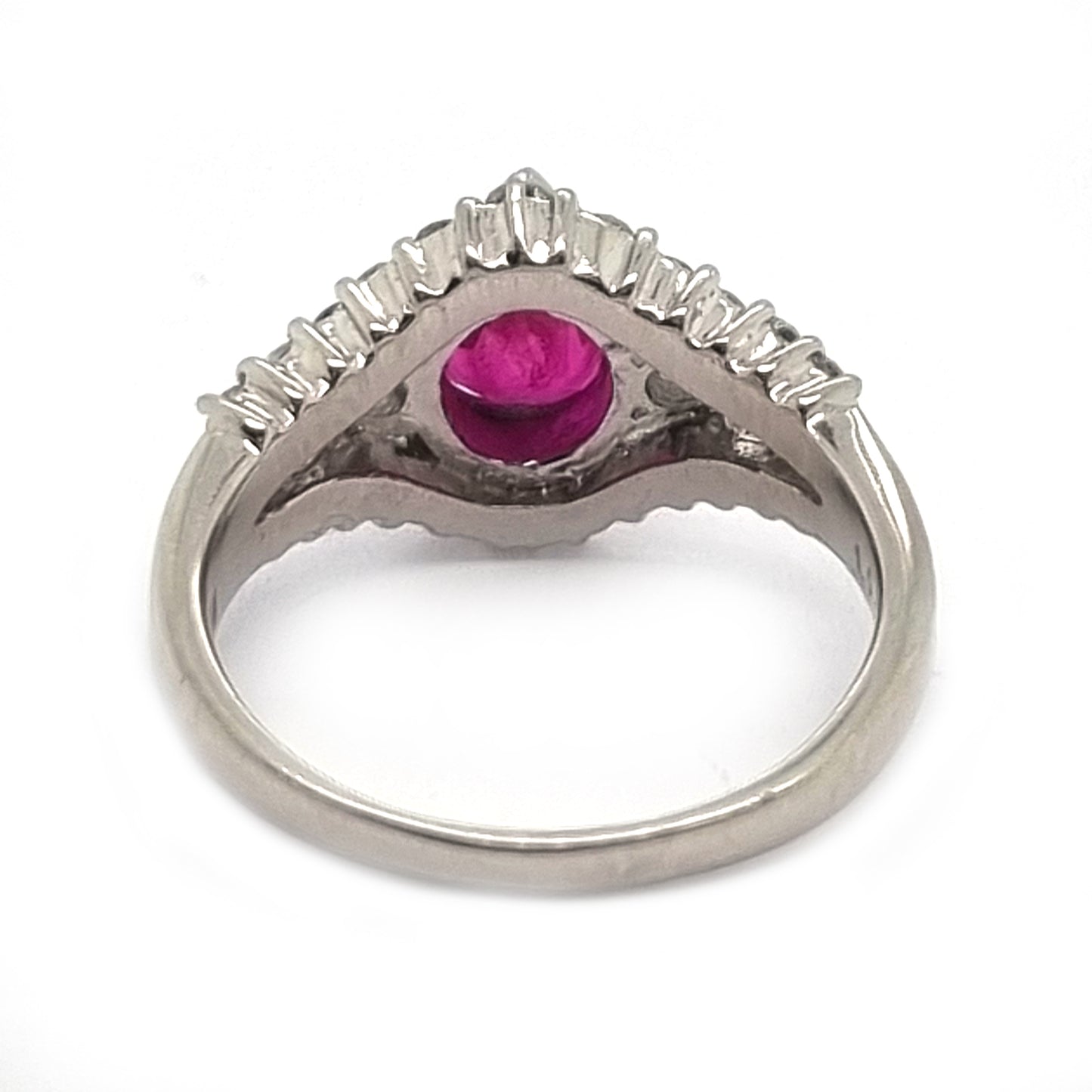 1ct Pear Cut Ruby and Diamond Cluster Engagement Ring in Platinum