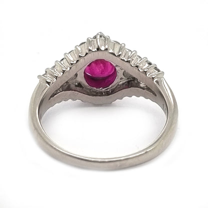 1ct Pear Cut Ruby and Diamond Cluster Engagement Ring in Platinum
