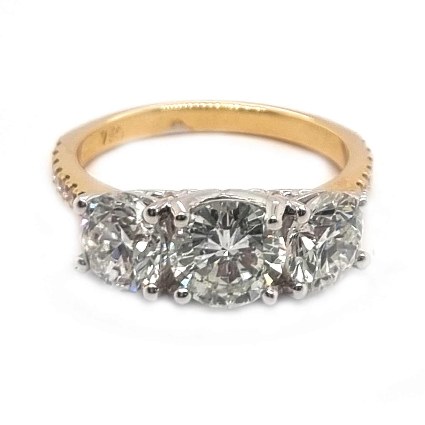 Timeless Diamond Three Stone Engagement Ring, 3.25 carats