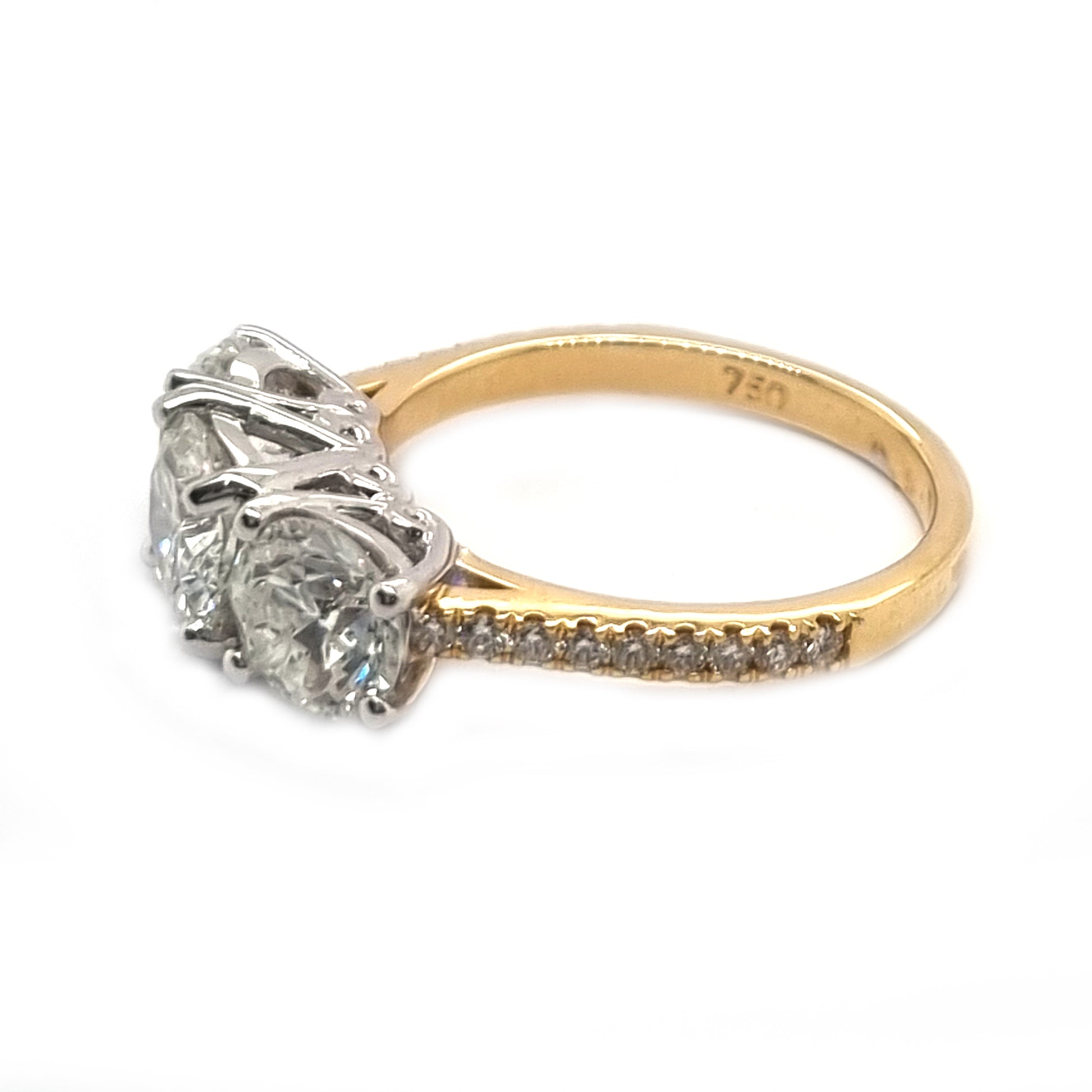 Timeless Diamond Three Stone Engagement Ring, 3.25 carats