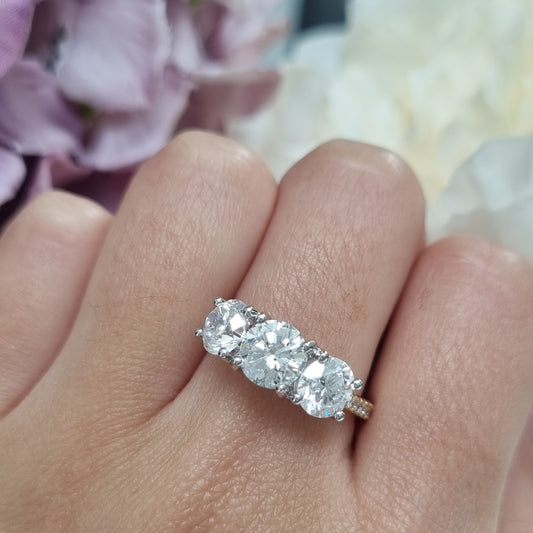 Timeless Diamond Three Stone Engagement Ring, 3.25 carats