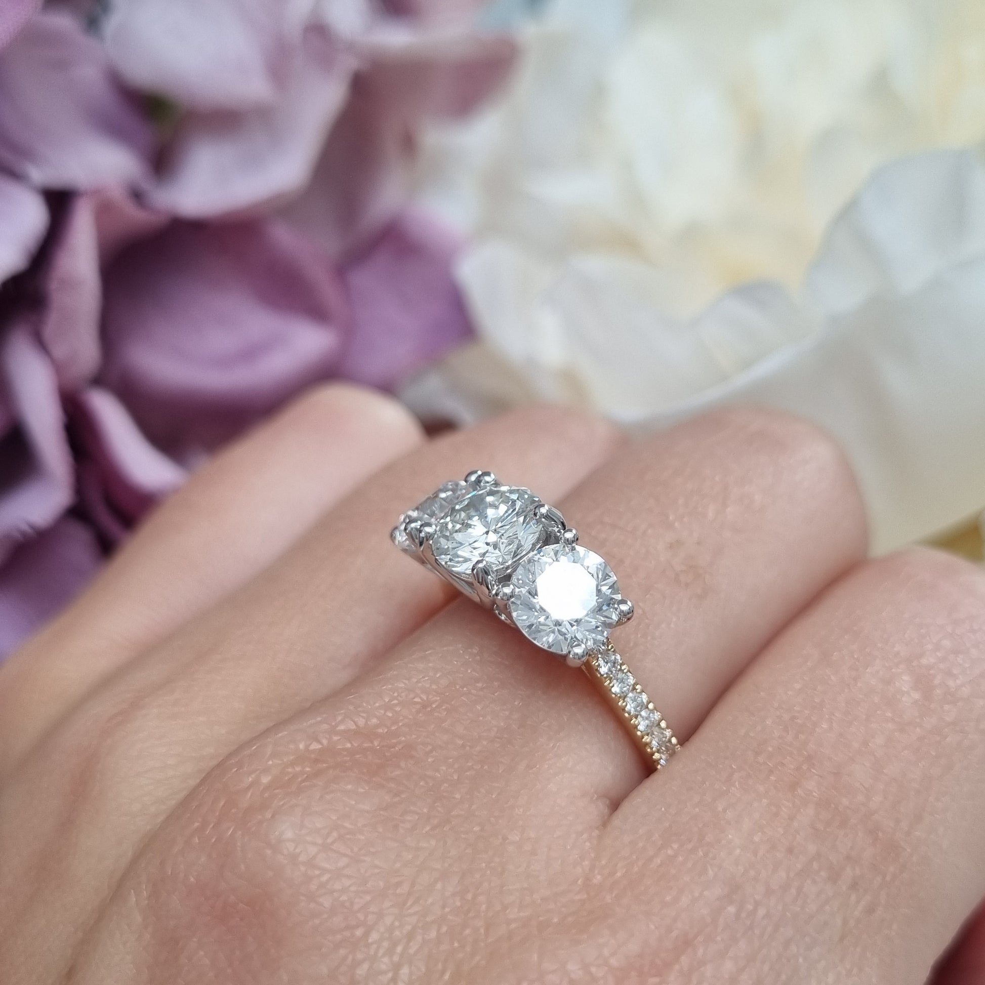 Timeless Diamond Three Stone Engagement Ring, 3.25 carats