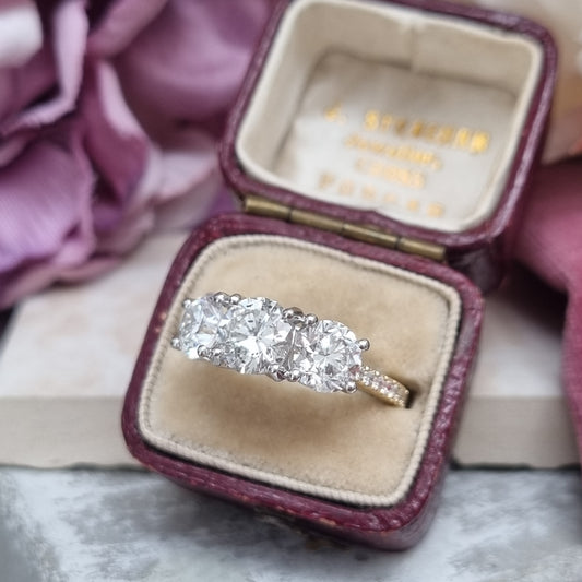Timeless Diamond Three Stone Engagement Ring, 3.25 carats