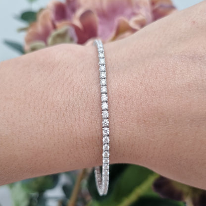 3ct Brilliant Cut Diamond Line Tennis Bracelet in 18ct White Gold