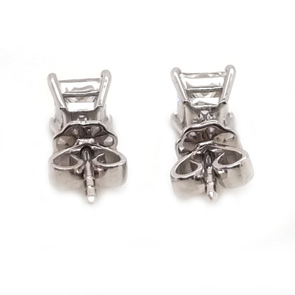 Single Stone Square Princess Cut Diamond Solitaire Stud Earrings, 0.76 carats