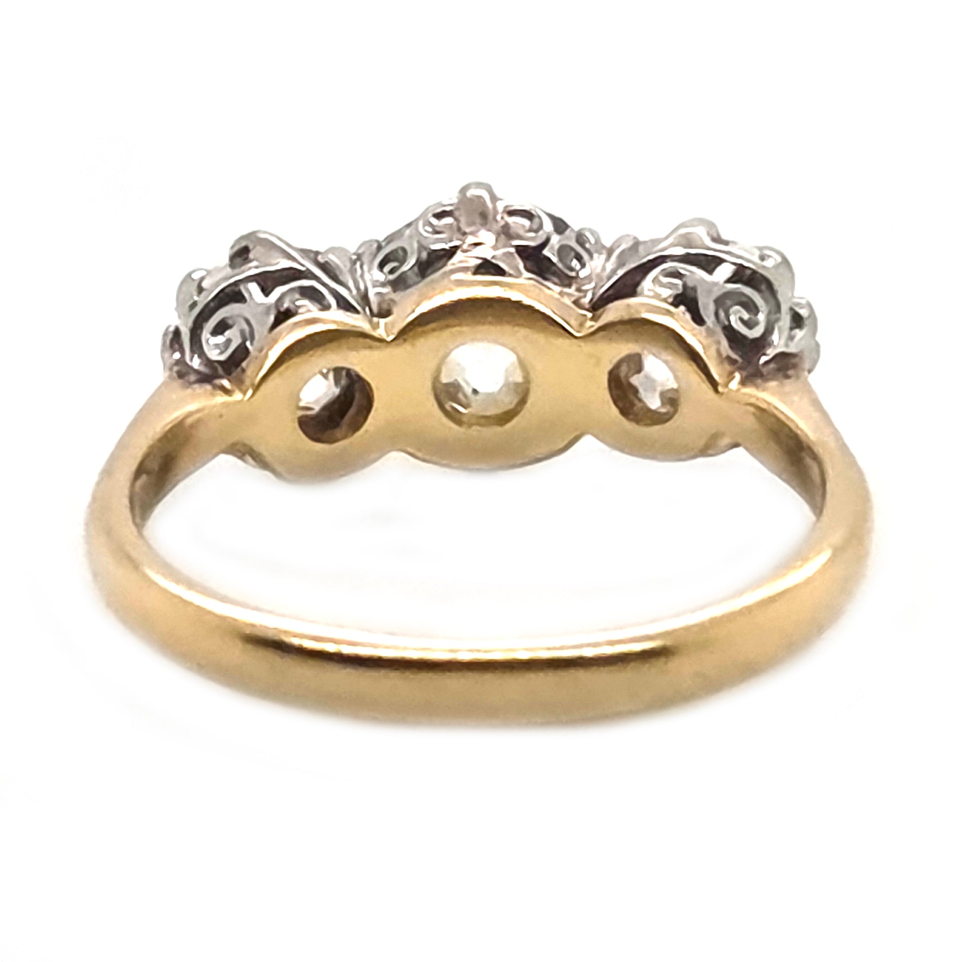 Antique 3.40ct Old Mine Cut Diamond Three Stone Engagement Ring