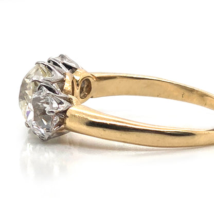 Antique Vintage Art Deco Old European Cut Diamond Trilogy Engagement Ring, 3.20 carats