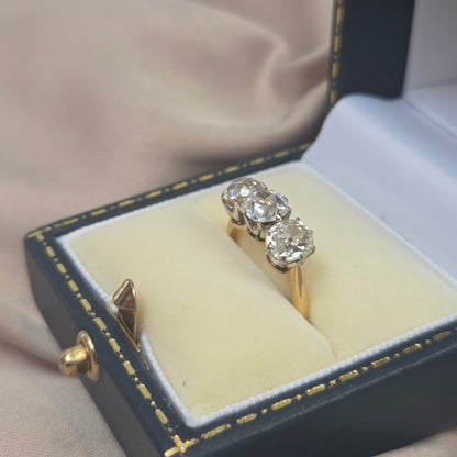 Antique 2ct Old Cut Diamond Three Stone Engagement Ring