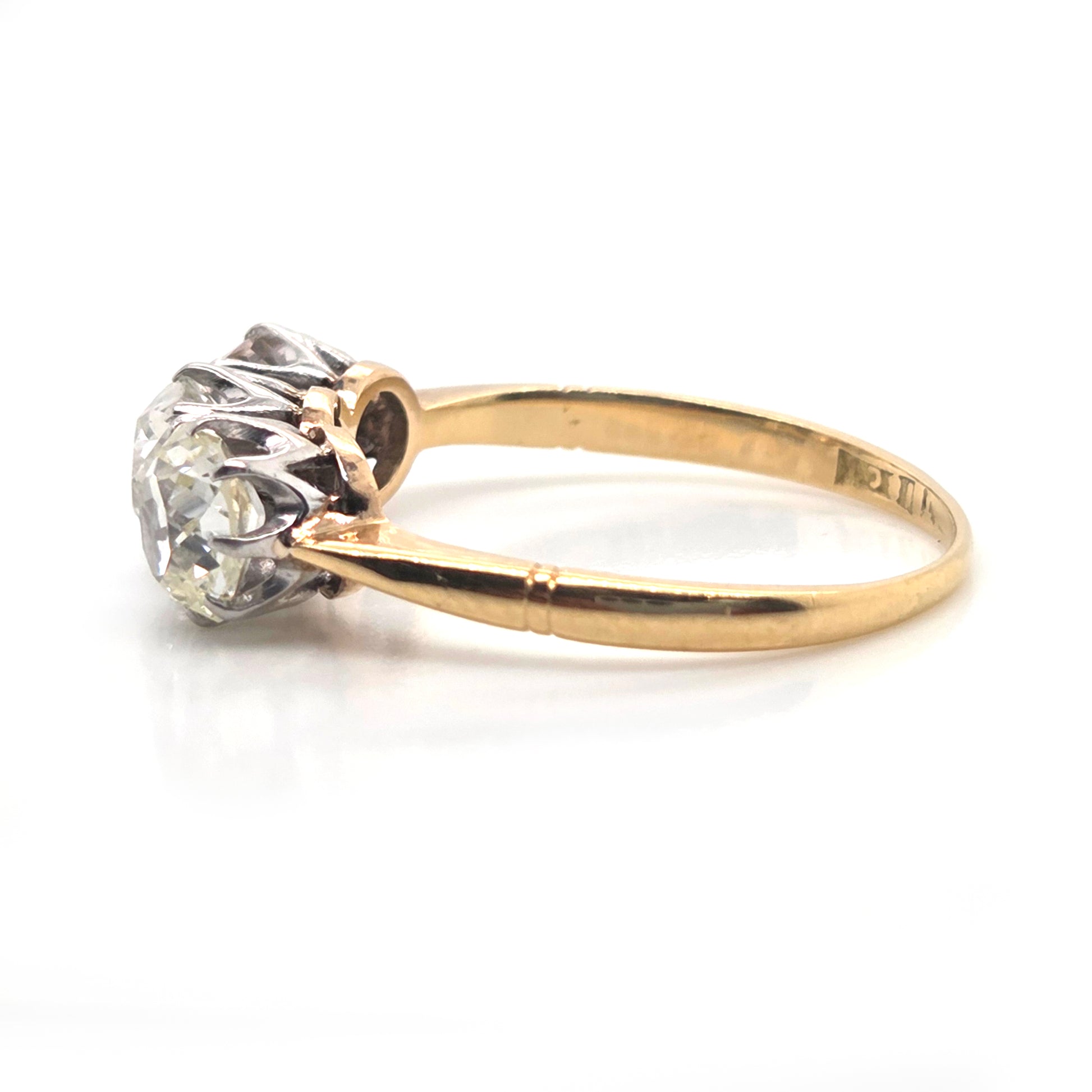 Antique 2ct Old Cut Diamond Three Stone Engagement Ring