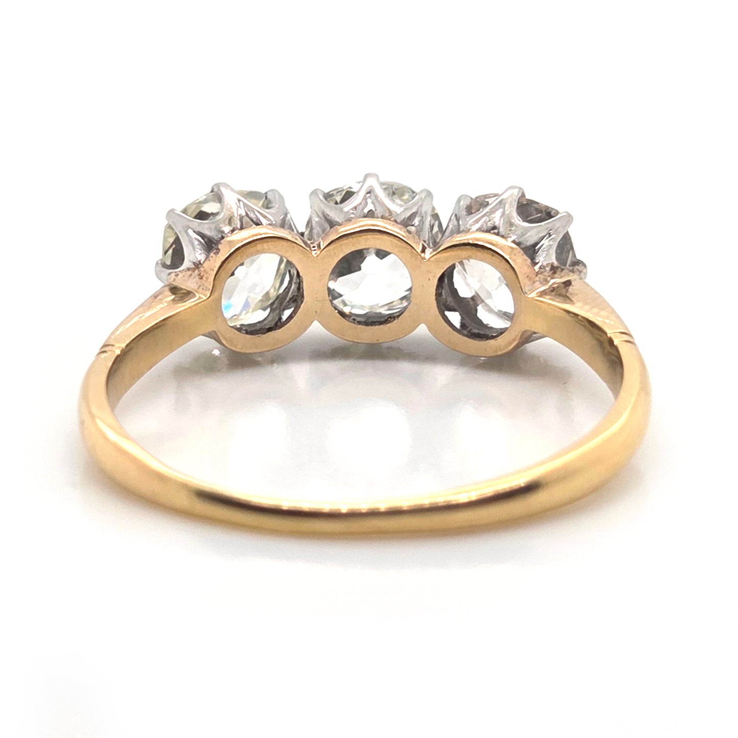 Antique 2ct Old Cut Diamond Three Stone Engagement Ring