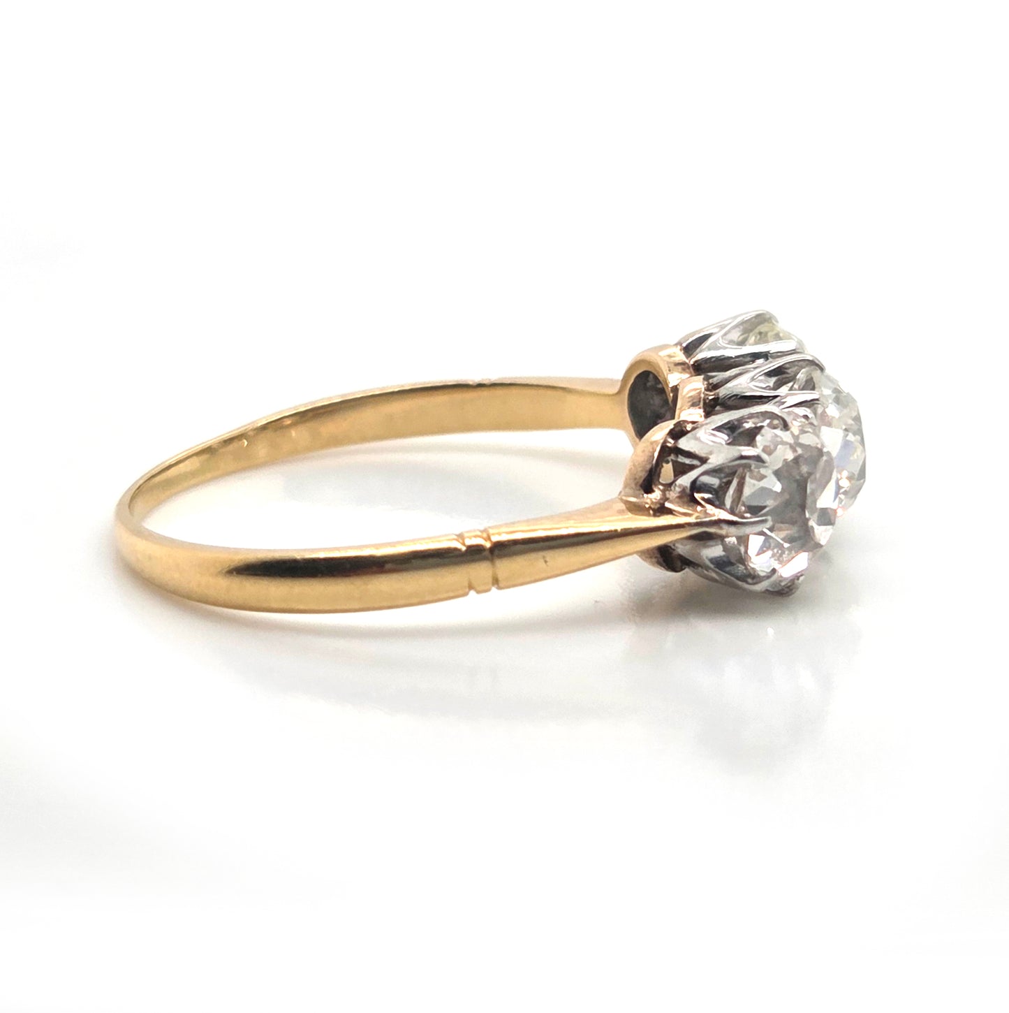 Antique 2ct Old Cut Diamond Three Stone Engagement Ring