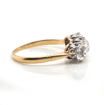 Antique 2ct Old Cut Diamond Three Stone Engagement Ring