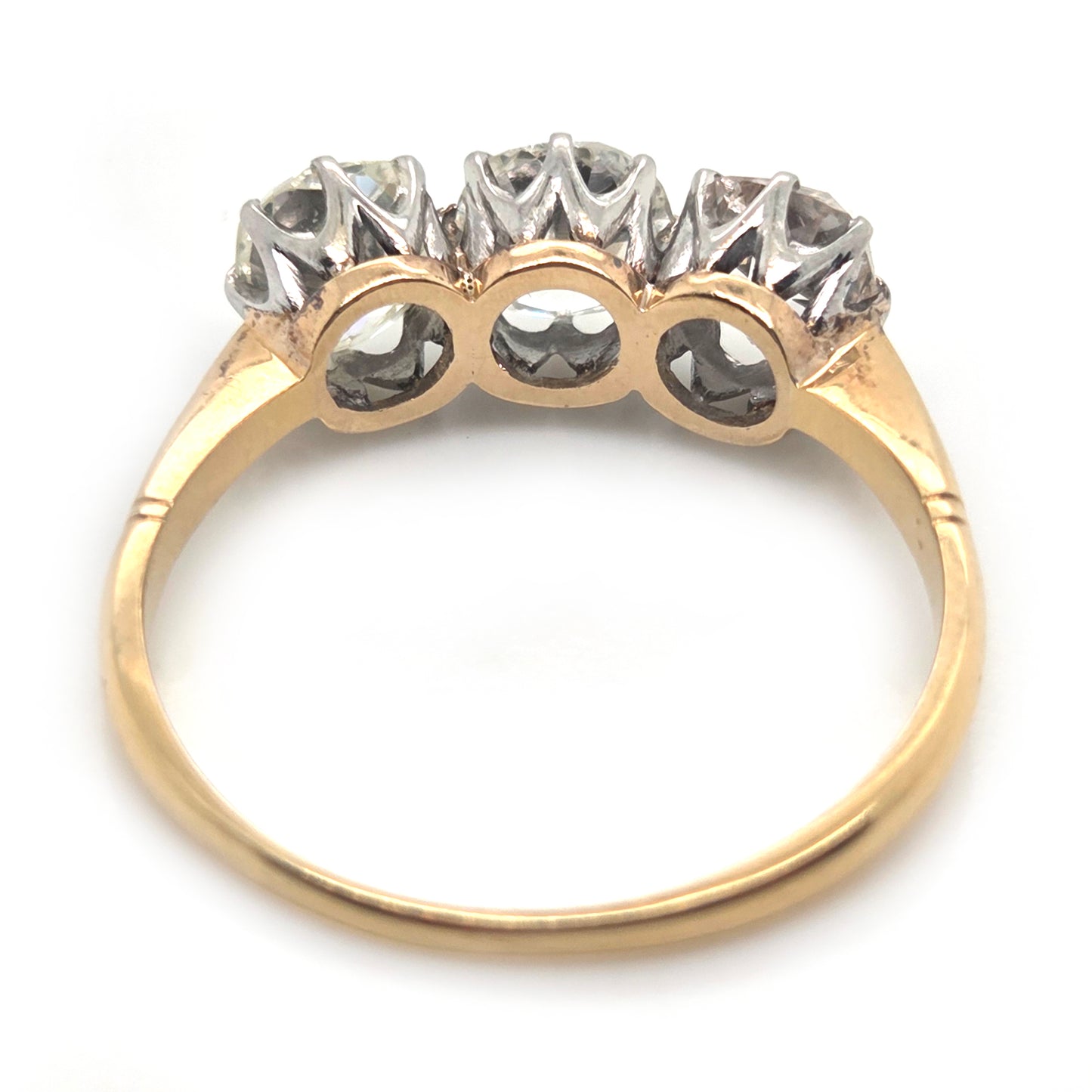 Antique 2ct Old Cut Diamond Three Stone Engagement Ring