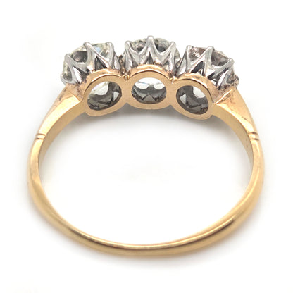 Antique 2ct Old Cut Diamond Three Stone Engagement Ring