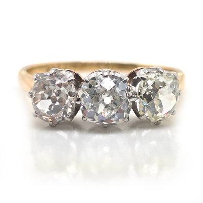 Antique 2ct Old Cut Diamond Three Stone Engagement Ring