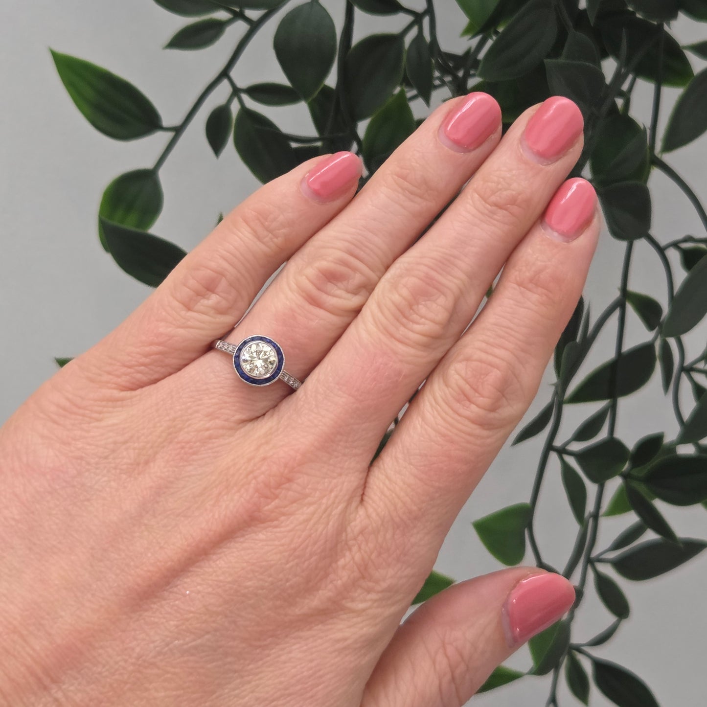 Sapphire and Diamond Target Cluster Ring, 1.00 carat