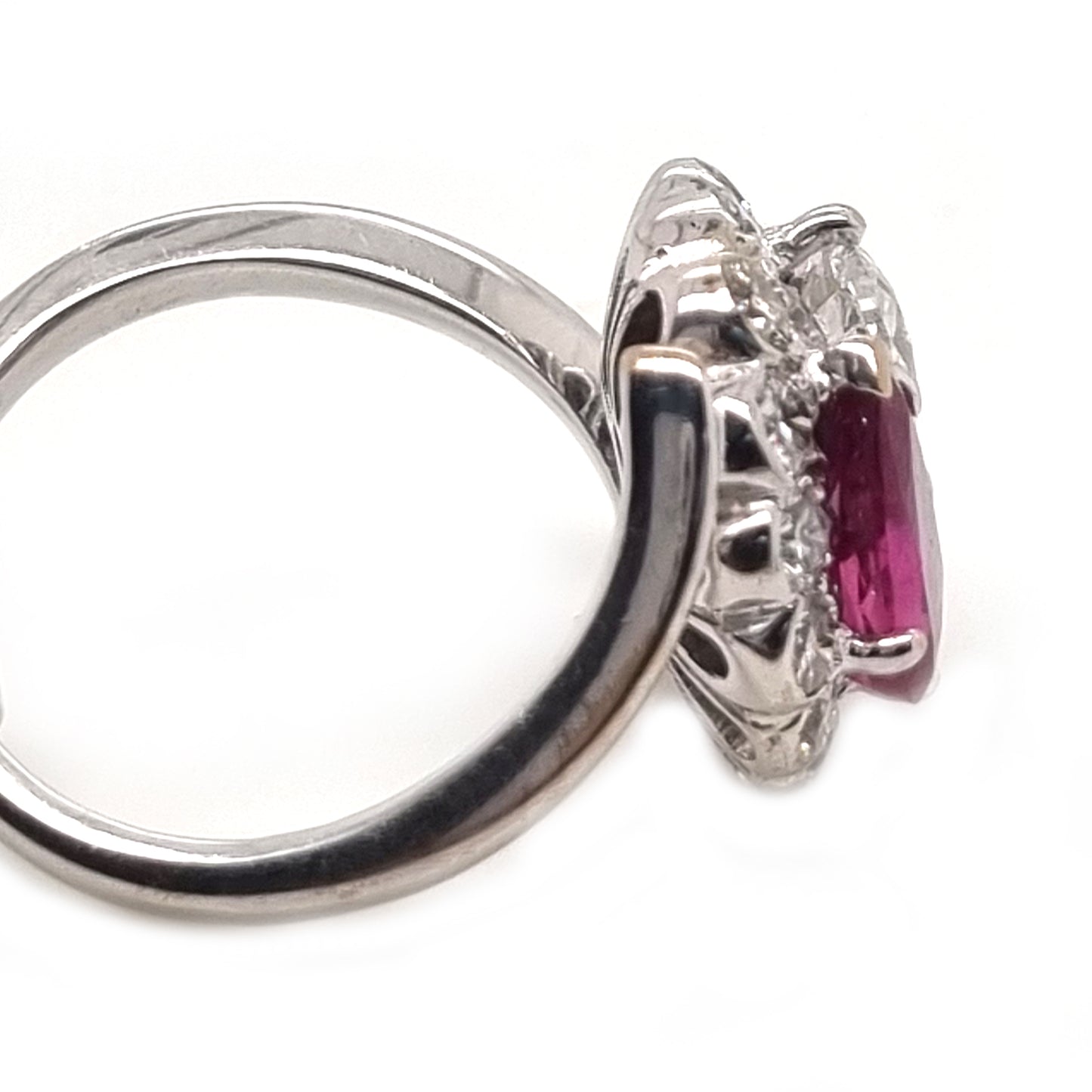 Antique Pear Shape Old Cut Ruby and Diamond Two Stone Toi et Moi Cluster Ring